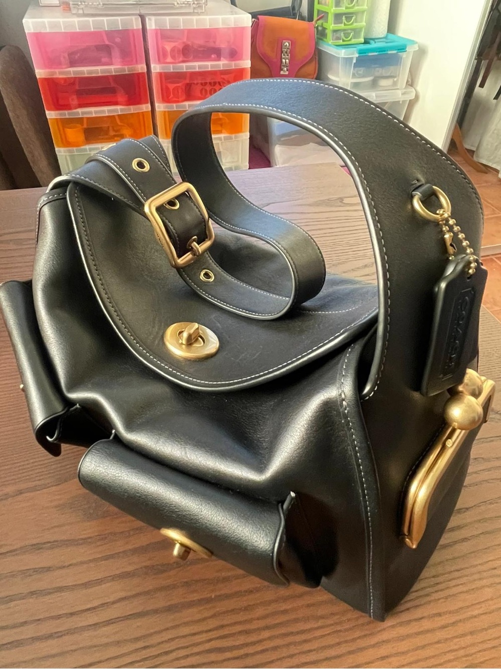 Coach Black Haversack Bag 2026 Re-edition with Gold Hardware - Picture 2 of 16